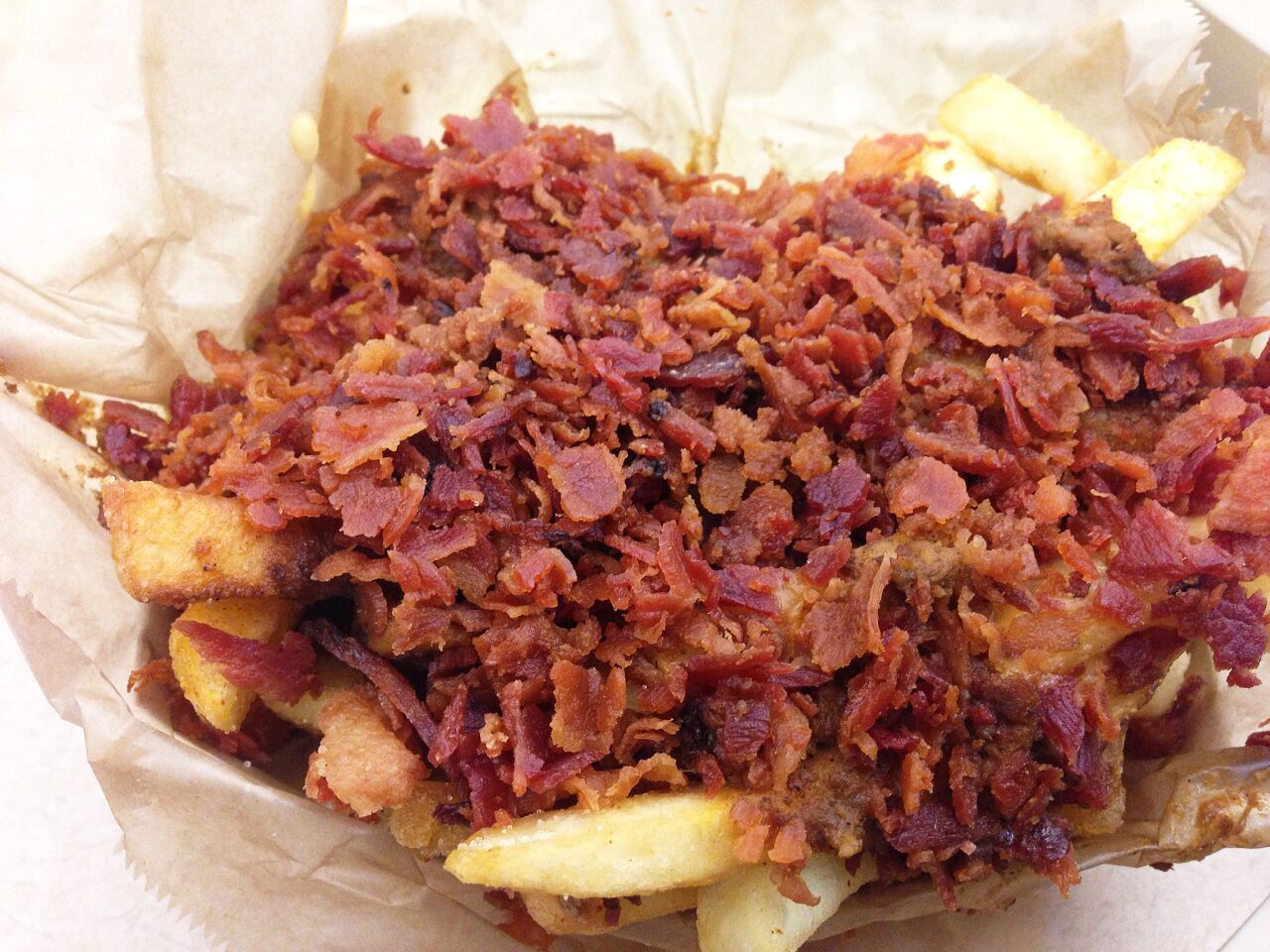 The "bomb" fries from the Greasy Wiener truck.