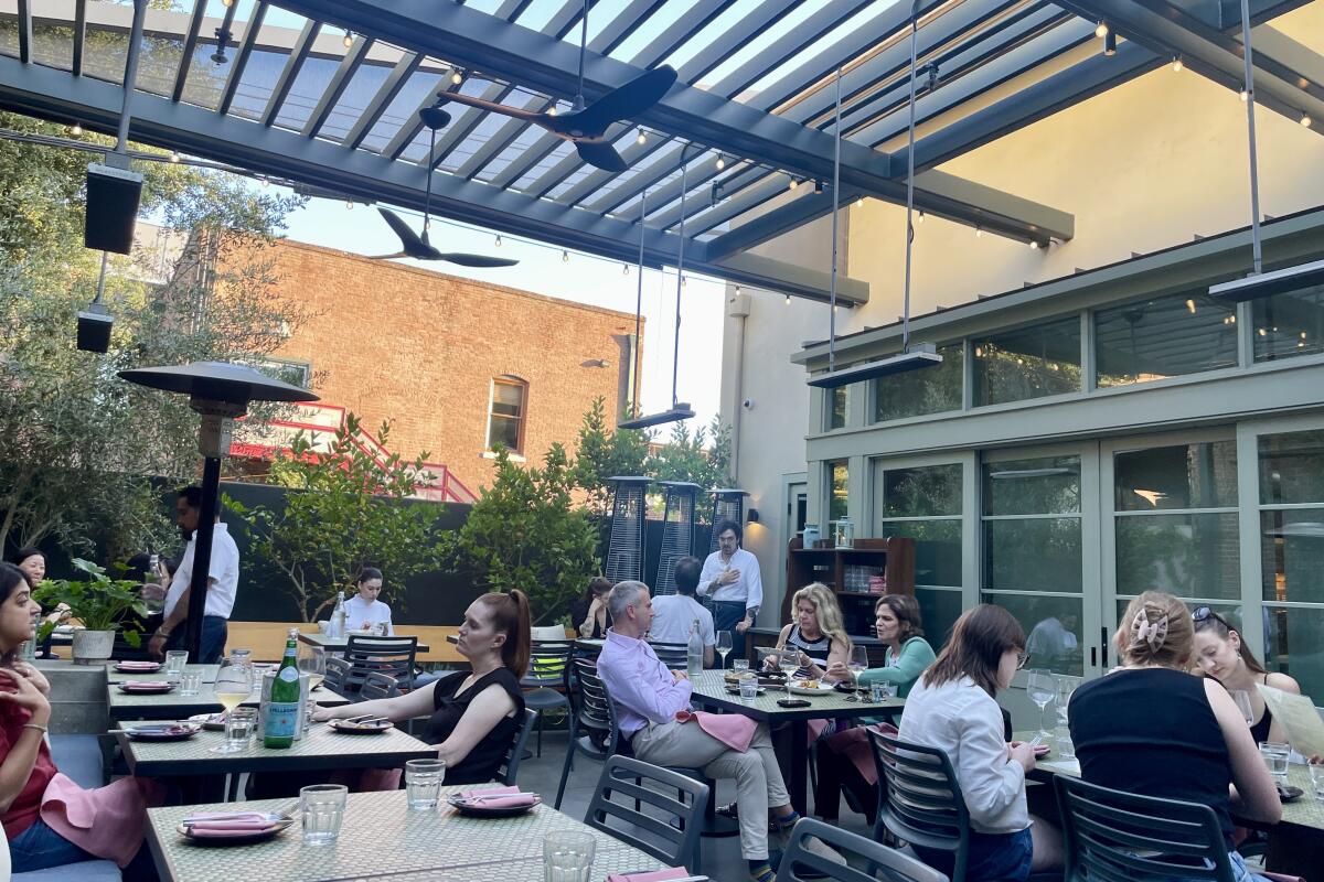 The back patio at Agnes Restaurant & Cheesery in Old Pasadena.