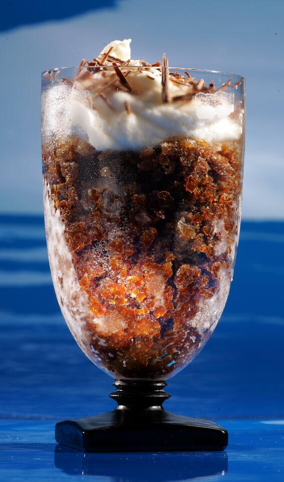 Espresso granita with white chocolate cream hits the spot on a hot day.