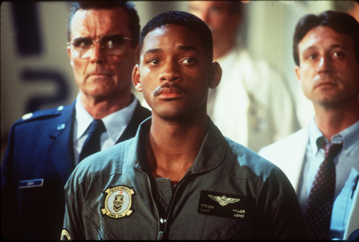 Will Smith in military uniform in a scene from "Independence Day."
