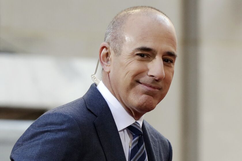 FILE - In this April 21, 2016, file photo, Matt Lauer, co-host of the NBC "Today" television program, appears on set in Rockefeller Plaza in New York. Lauer was one of the top searches on Google in 2017. (AP Photo/Richard Drew, File)