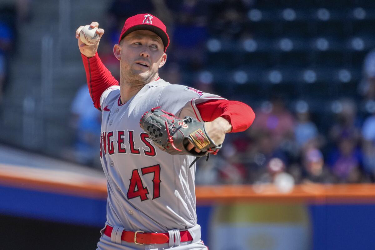 Griffin Canning pitches for the Angels.
