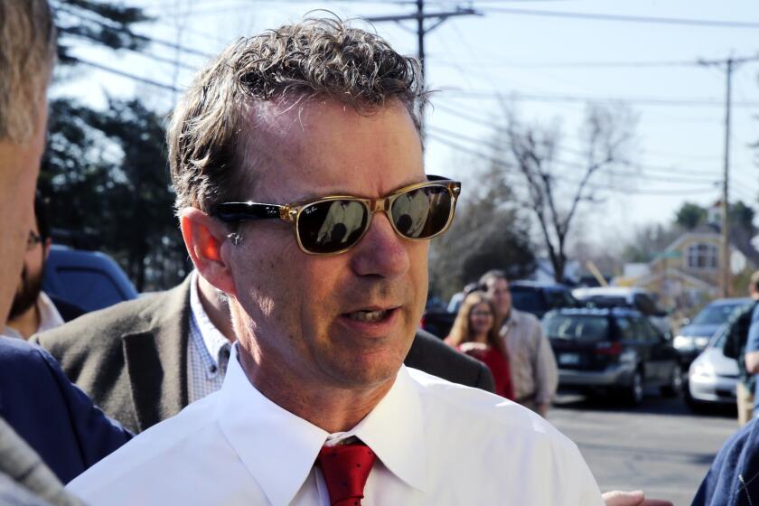 Republican presidential candidate Sen. Rand Paul wears a pair of Ray-Bans during an April 18 campaign stop in New Hampshire.
