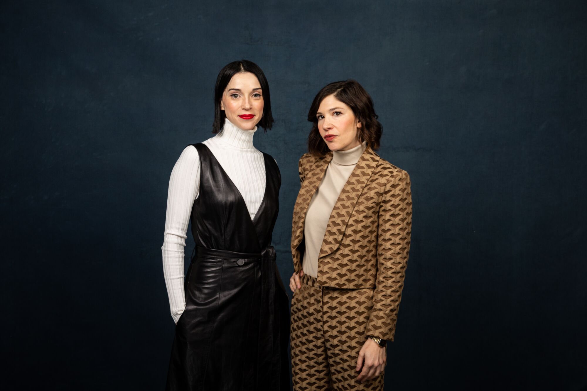 Actors Carrie Brownstein and Annie Clark (St. Vincent) of “The Nowhere Inn,” photographed in the L.A. Times Studio at the Sundance Film Festival.