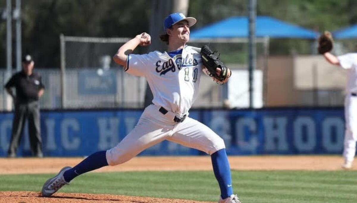 Cade Townsend of Santa Margarita delivers a pitch.