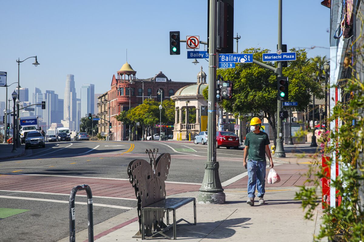  Bailey Street in Los Angeles with downtown L.A. in the background
