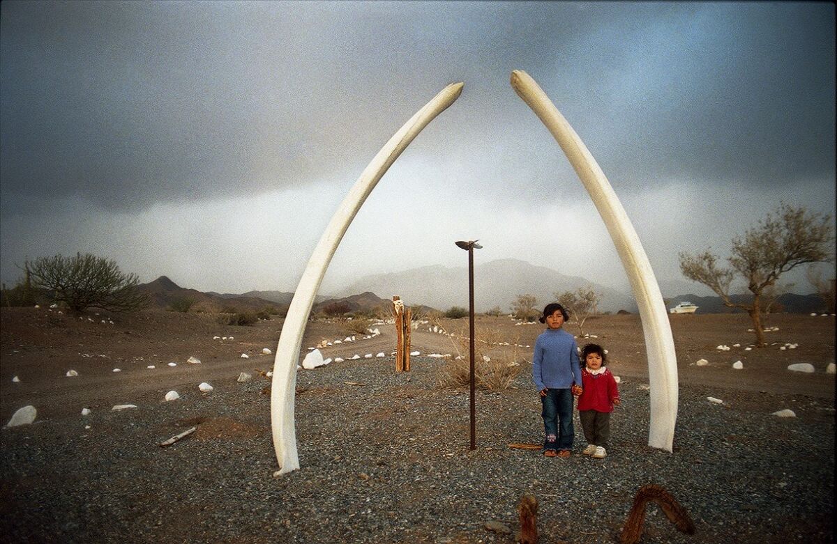 Two girls in a desertic landscape