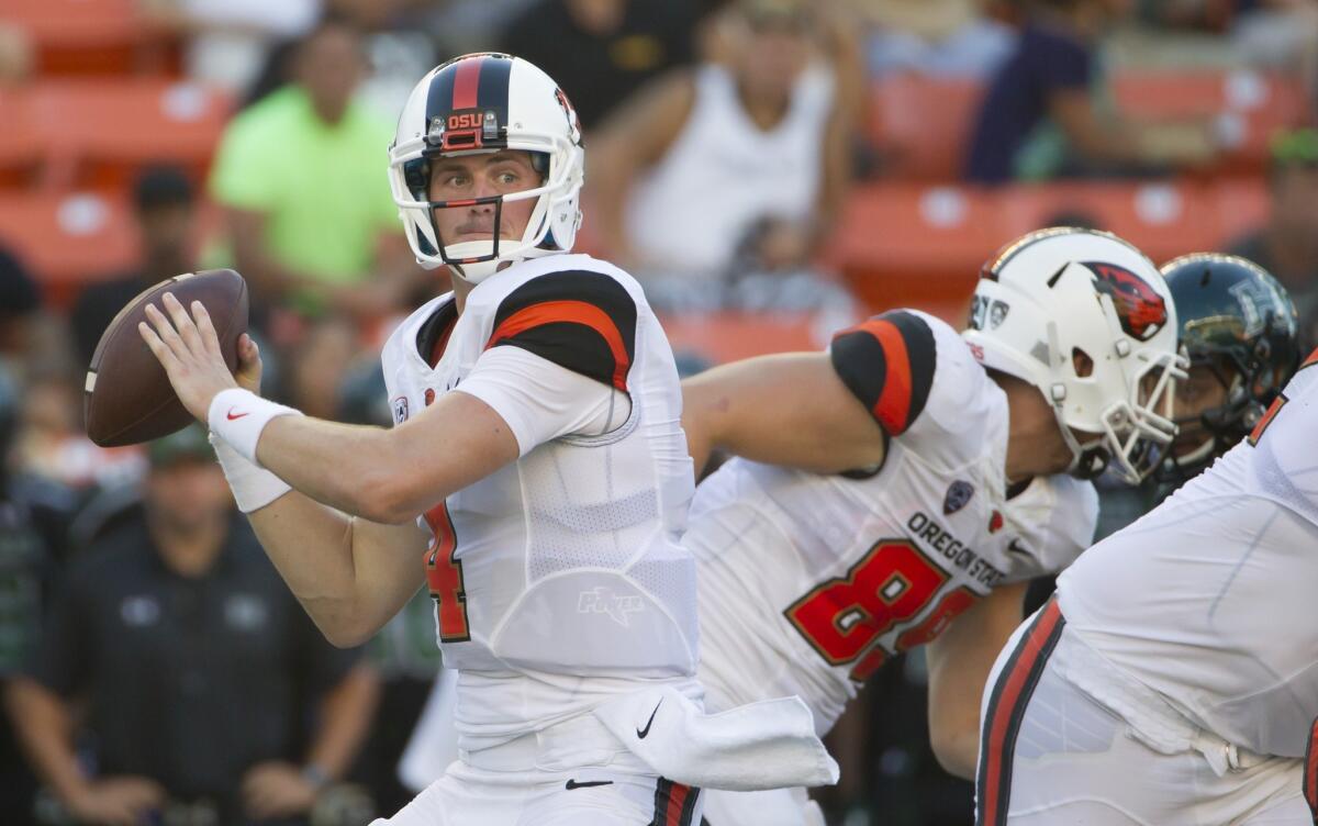 Oregon State quarterback Sean Mannion has thrown for 903 yards and four touchdowns, with two interceptions, this season.
