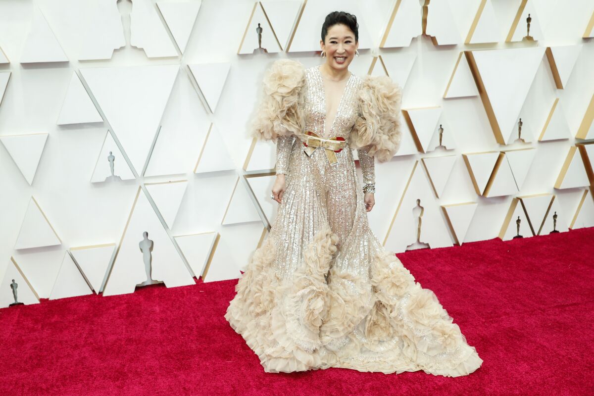 Sandra Oh arriving at the 92nd Academy Awards.