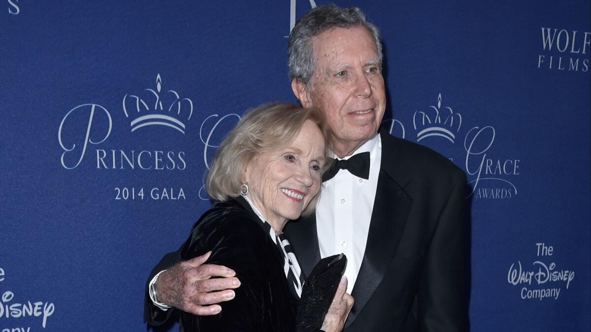 Actress Eva Marie Saint and director Jeffrey Hayden attend the 2014 Princess Grace Awards Gala in 2014 in Beverly Hills. "When it happens to you, you’re the only person who’s ever lost anyone,” Saint says of the grief she felt over Hayden's death.