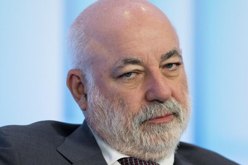 FILE - In this file photo taken on Tuesday, May 31, 2016, Russian businessman Viktor Vekselberg attends the Russian International Affairs Council in Moscow, Russia. Vekselberg is being designated by US officials, sanctioned for operating in the energy sector of the Russian Federation economy. The United States hit seven Russian oligarchs and 17 Russian government officials with sanctions on Friday for what it called "malign activity" around the world. (AP Photo/Pavel Golovkin, File)