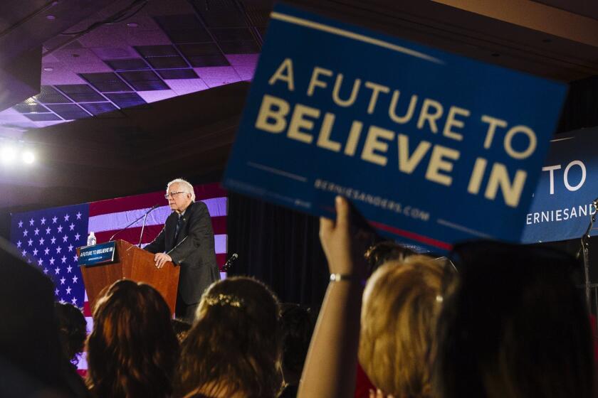 Democratic presidential candidate Sen. Bernie Sanders discusses immigration in Las Vegas.
