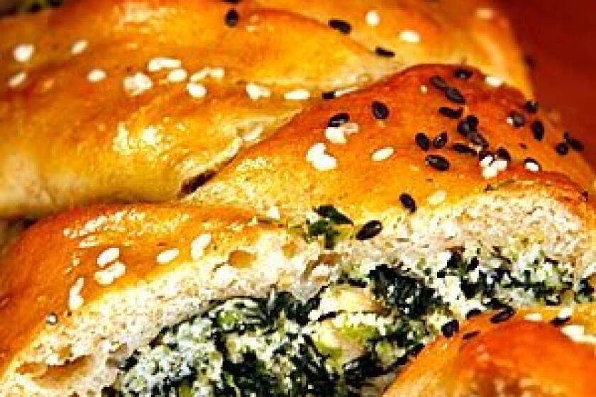 Spinach- and ricotta-stuffed challah