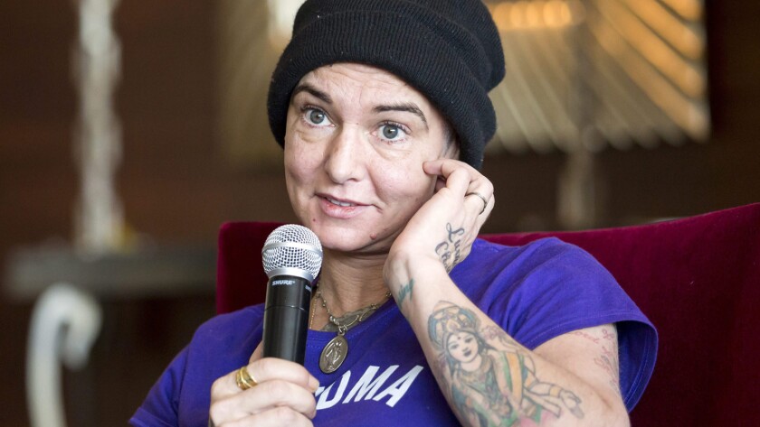 Sinead O'Connor speaks at a media event in Budapest, Hungary, in April 2015. The singer, who was reported missing Sunday, was located in Illinois on Monday.