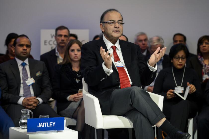 Indian Finance Minister Arun Jaitley, shown attending last month's World Economic Forum, pledged Monday to expand a probe into untaxed wealth.