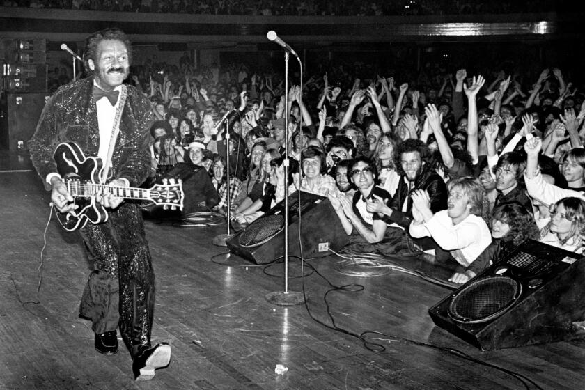 Chuck Berry performing at the Hollywood Palladium on March 24, 1980.