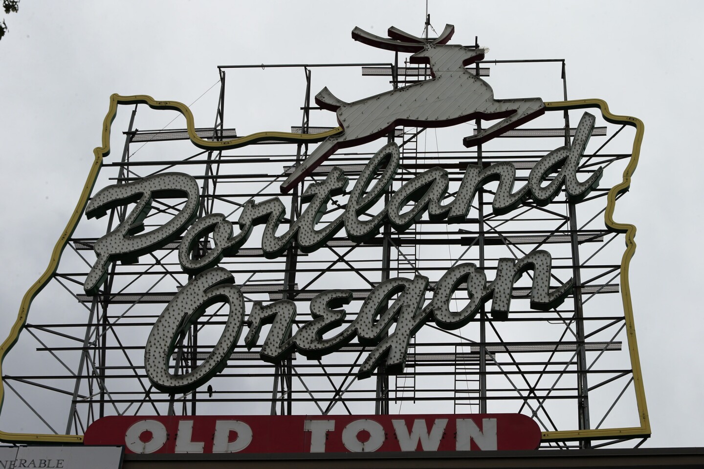 Greetings from Portland, Ore., where things are always changing, yet some things remain the same, such as this sign, which greets visitors from a rooftop in the Old Town area of the city.