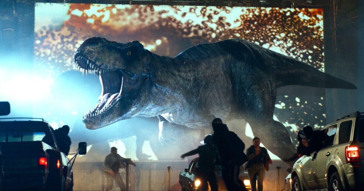 A scene from "Jurassic World: Dominion,"