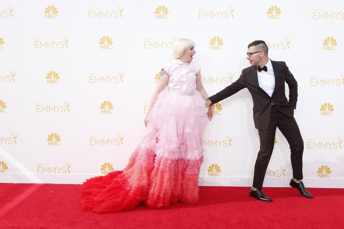 "Girls" creator and star Lena Dunham at the Emmys last year with musician Jack Antonoff.