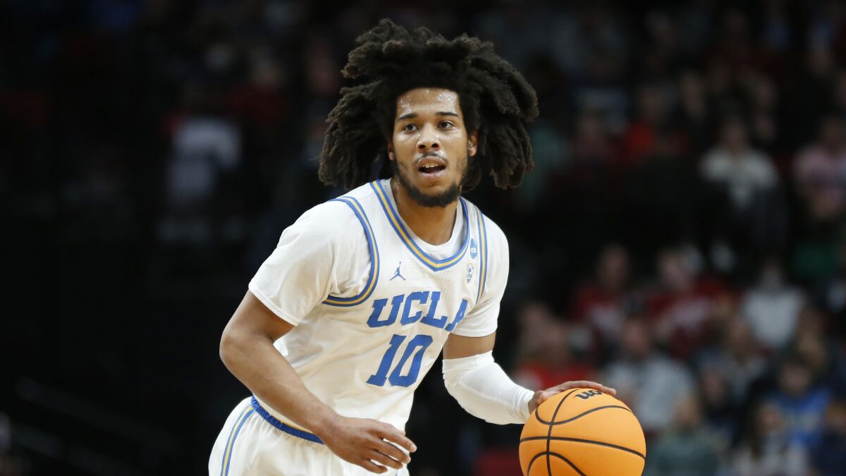 UCLA guard Tyger Campbell in action against Akron during a first-round NCAA tournament game.
