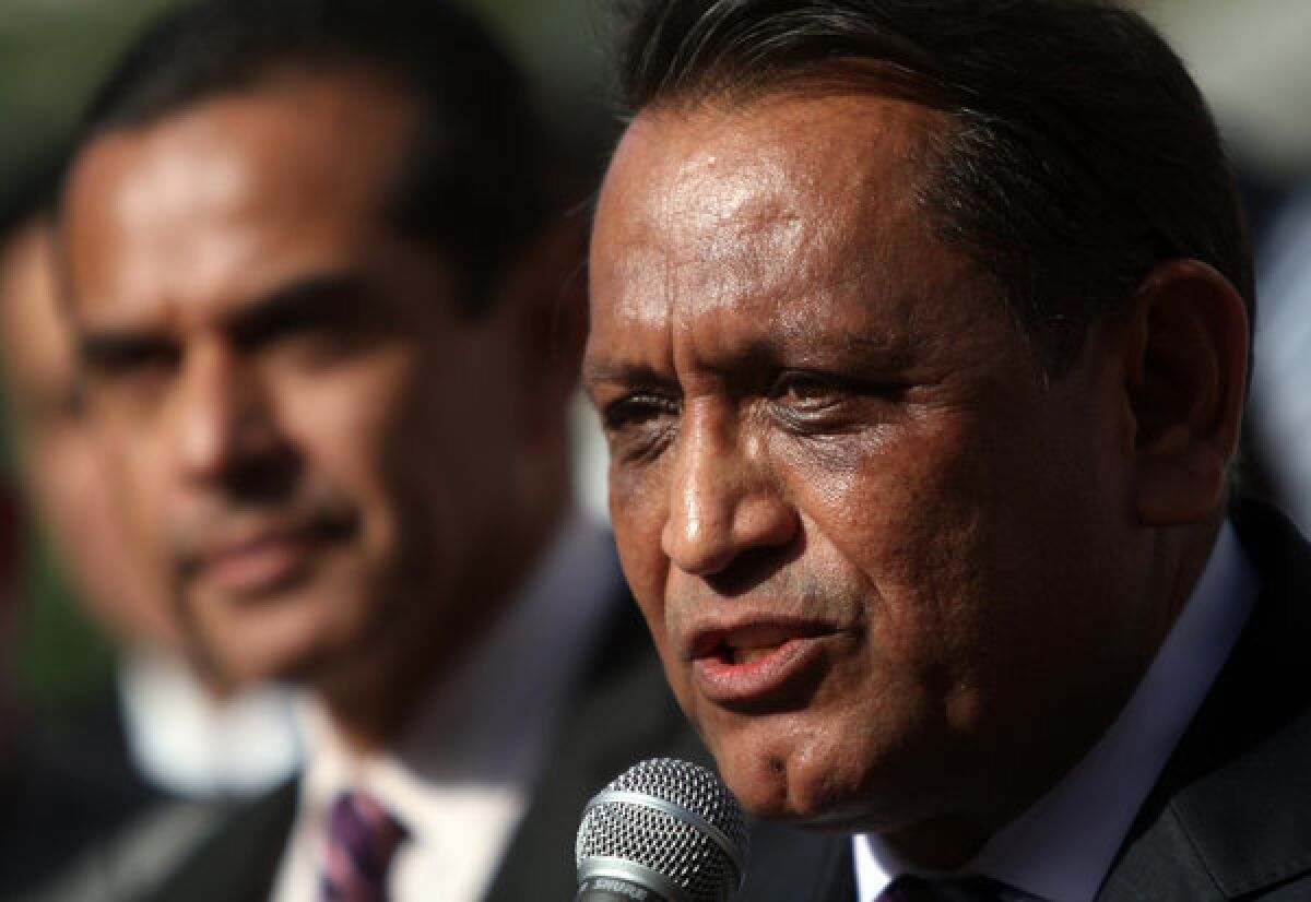 The Los Angeles City Council, in a move led by Councilman Gil Cedillo, approved a resolution Wednesday calling on President Obama to halt most immigrant deportations. Above, Cedillo speaking in February.