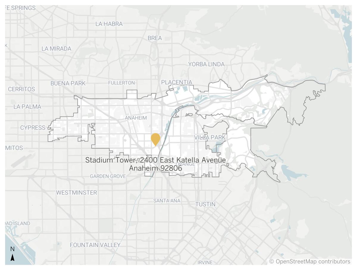 Stadium Tower's location in Anaheim map