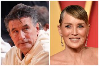 Left, William Baldwin sits court side during the game between the Charlotte Hornets and the New York Knicks during the In-Season Tournament on November 28, 2023 at Madison Square Garden in New York City, New York. Right, Sharon Stone arrives at the Vanity Fair Oscar Party on Sunday, March 10, 2024, at the Wallis Annenberg Center for the Performing Arts in Beverly Hills, Calif. (Photos by Jesse D. Garrabrant/NBAE via Getty Images, Evan Agostini/Invision/AP)