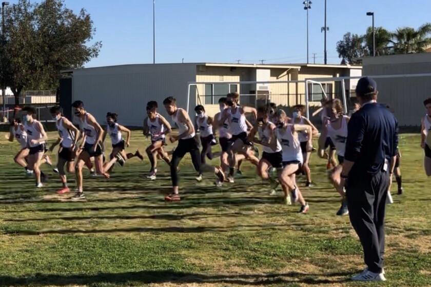 The Big 8 League resumed cross-country competition on Saturday at Riverside King, holding three dual meets. This is Norco vs. Corona Santiago.