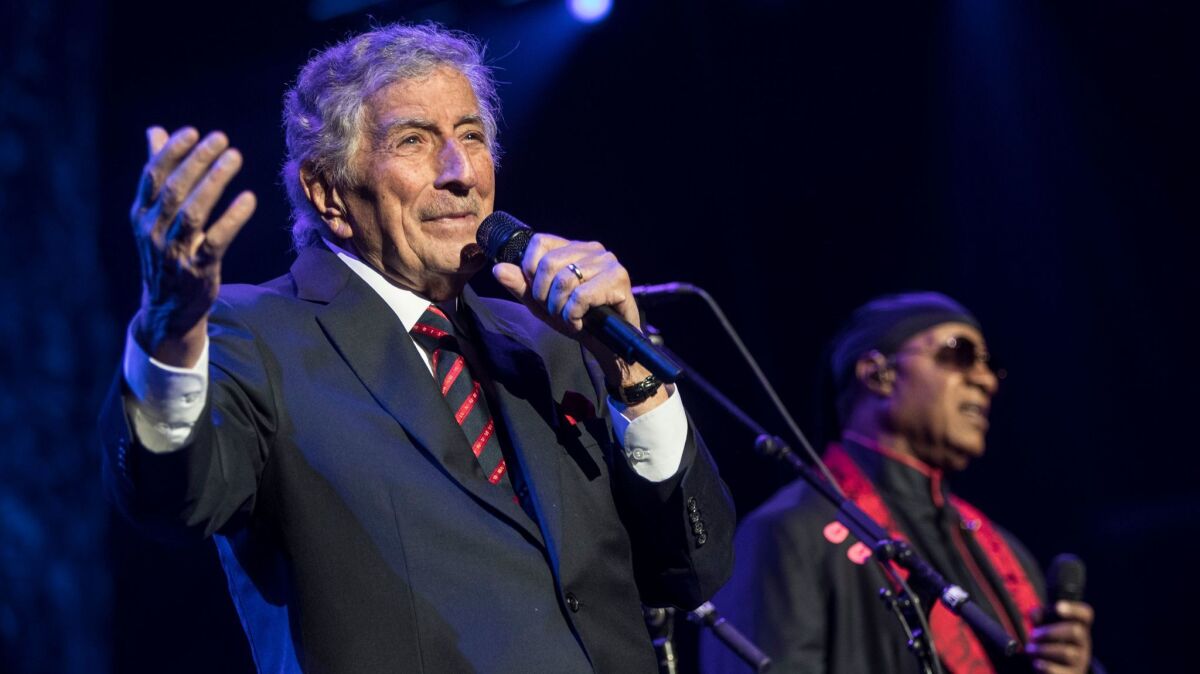 Tony Bennett was among Wonder's guests at Sunday's concert.