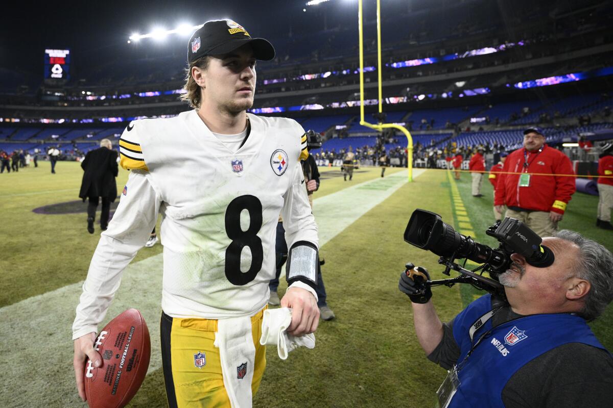 Pittsburgh Steelers quarterback Kenny Pickett leaves the field after a game against the Baltimore Ravens.