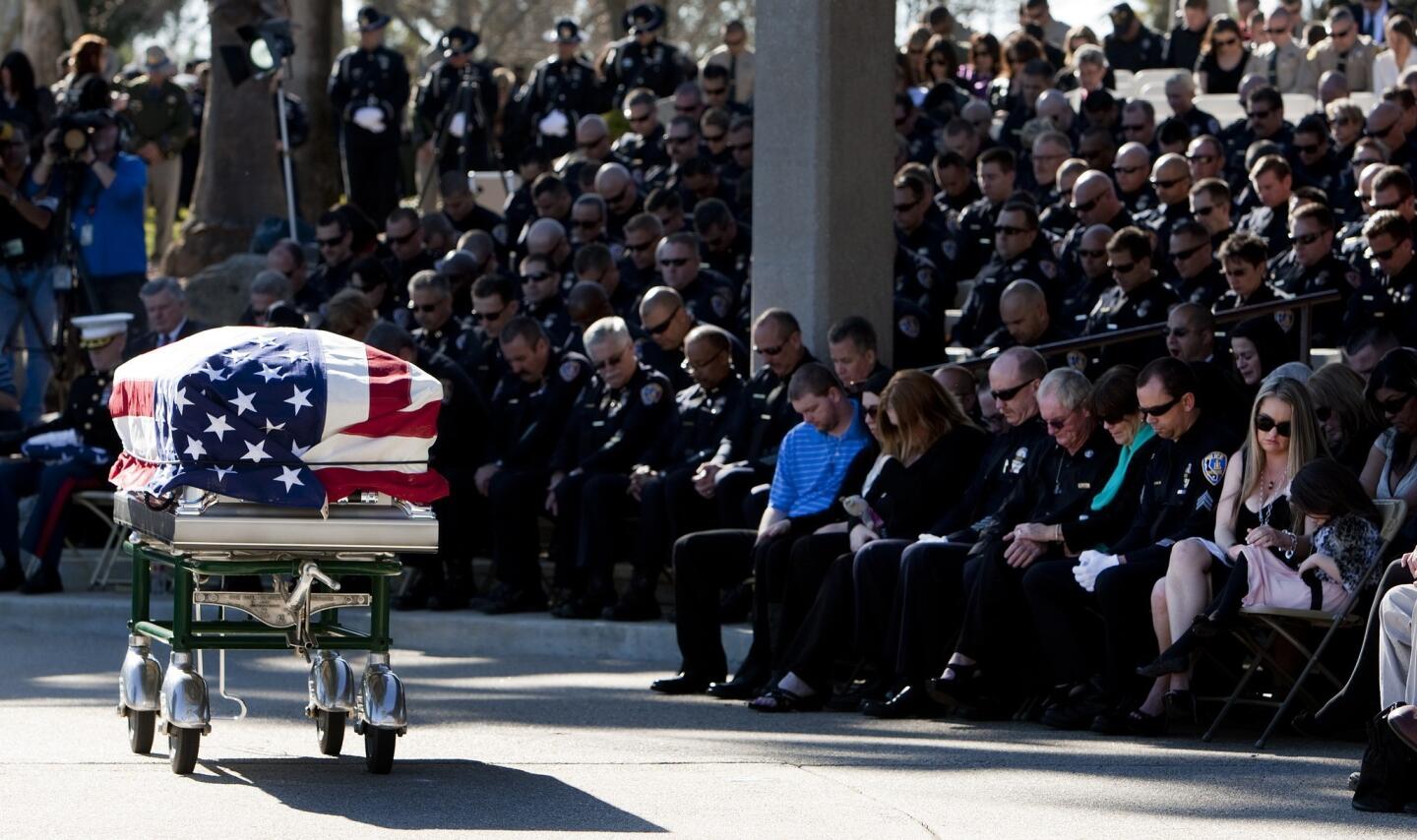 Flag-draped casket