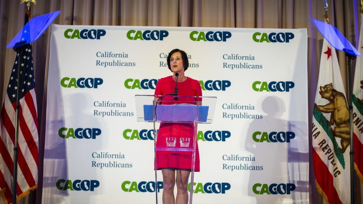 Rep. Mimi Walters (R-Irvine) speaks at the California Republican Party Convention in San Diego on May 4.