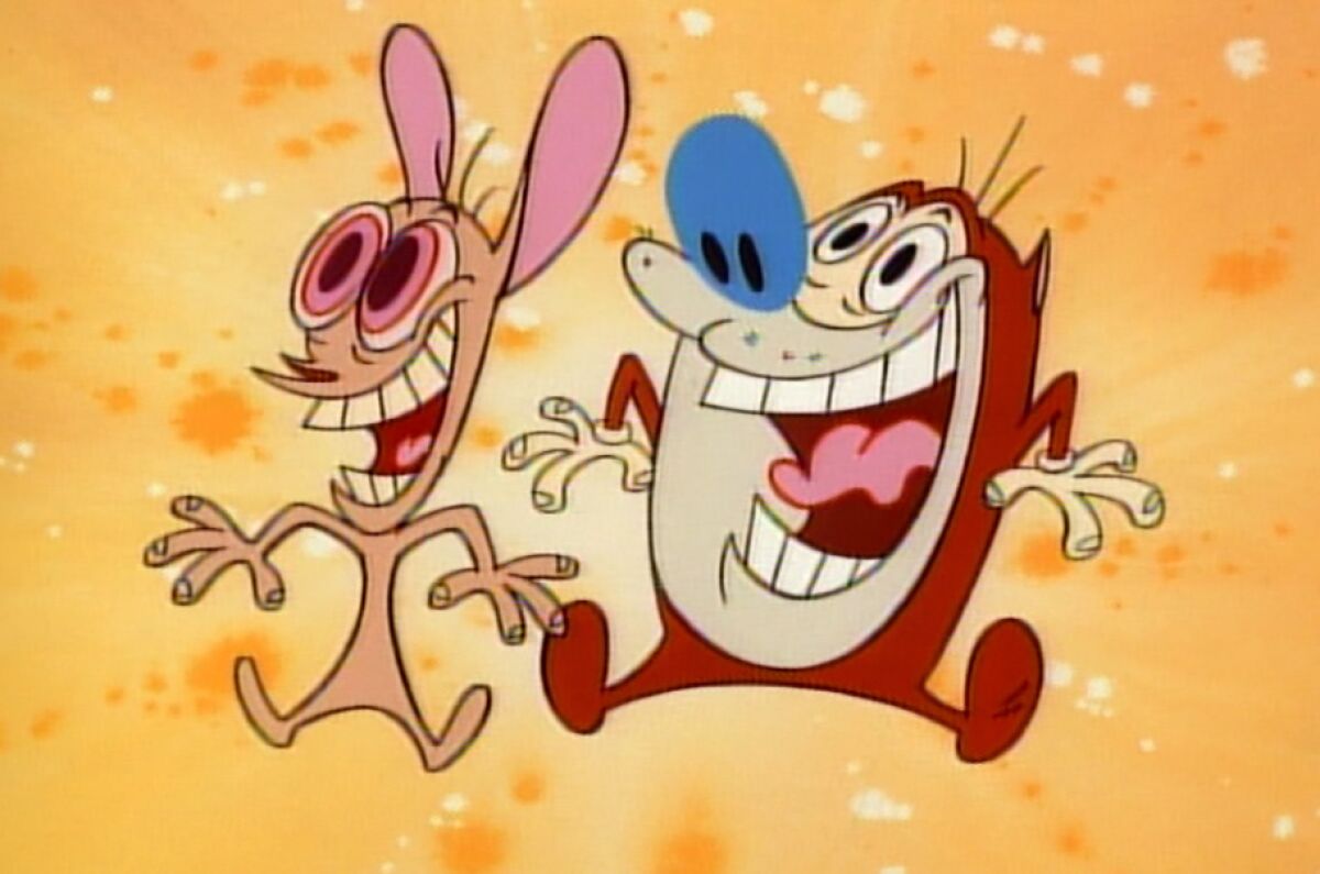 This image released by ViacomCBS Entertainment & Youth Group shows the title characters from the animated series "The Ren & Stimpy Show." Comedy Central announced a reimagining of the 1990s cult hit. (ViacomCBS Entertainment & Youth Group via AP)