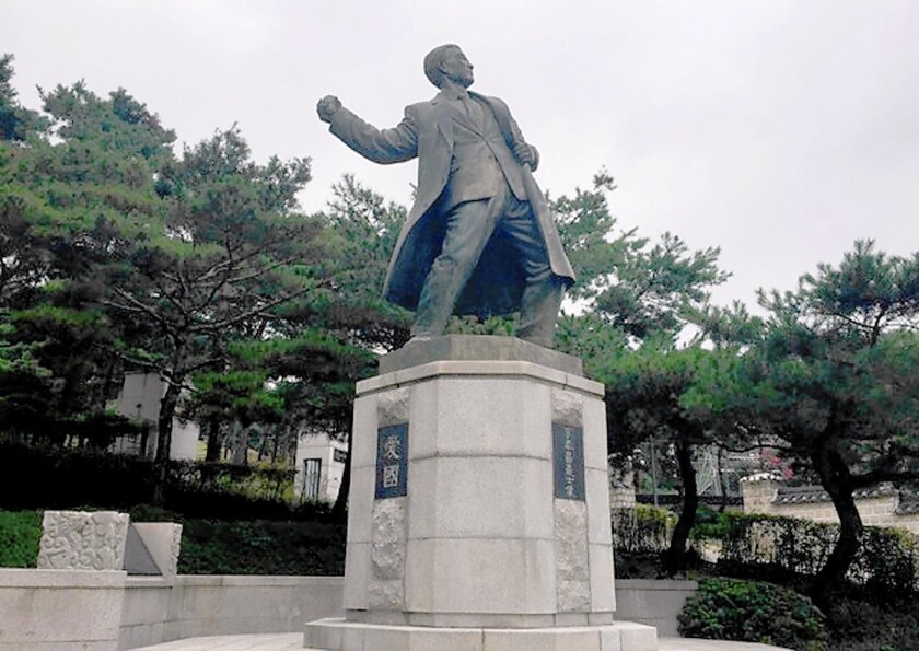 Lee Bong-chang's statue in Hyochang Park in Seoul. In 1932, Lee threw a grenade toward Japanese Emperor Hirohito in an assassination attempt.