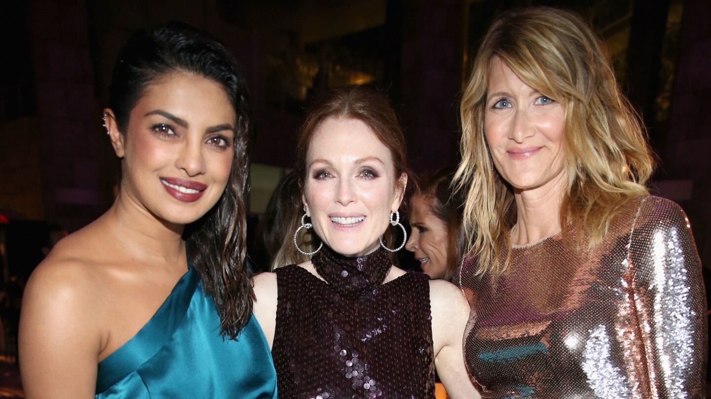 Honoree Priyanka Chopra, left, with Julianne Moore, one of the presenters, and Laura Dern at the second InStyle Awards, presented Oct. 24.