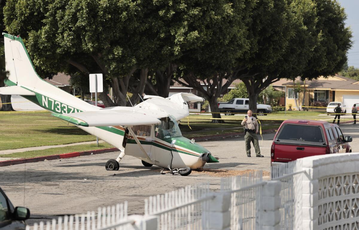 A Cessna on a street near Compton/Woodley Airport