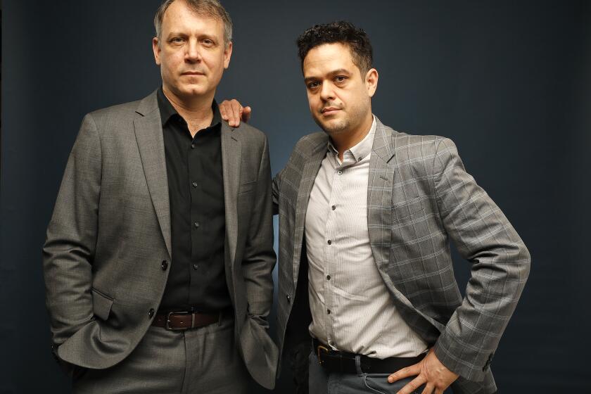 LOS ANGELES, CA - MARCH, 2020 Producer and former Los Angeles Times reporter Garrett Therolf, right, with documentary filmmaker/Director Brian Knappenberger photographed in the LA Times studio as they are behind the harrowing new docuseries "The Trials of Gabriel Fernandez," which is now streaming on Netflix. The pair discuss the origins of the project, translating Therolf's journalism about the horrific case onto the screen. (Al Seib / Los Angeles Times)