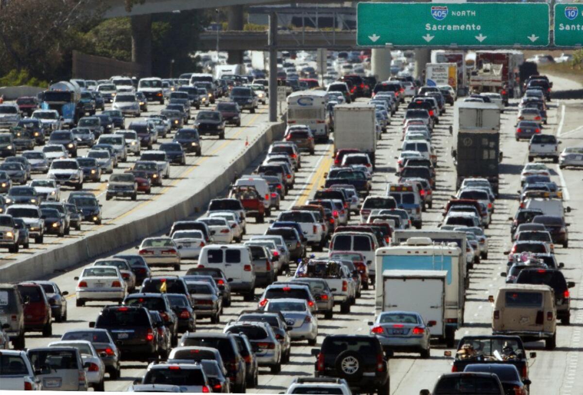 Memorial Day rush hour commute begins in Los Angeles.
