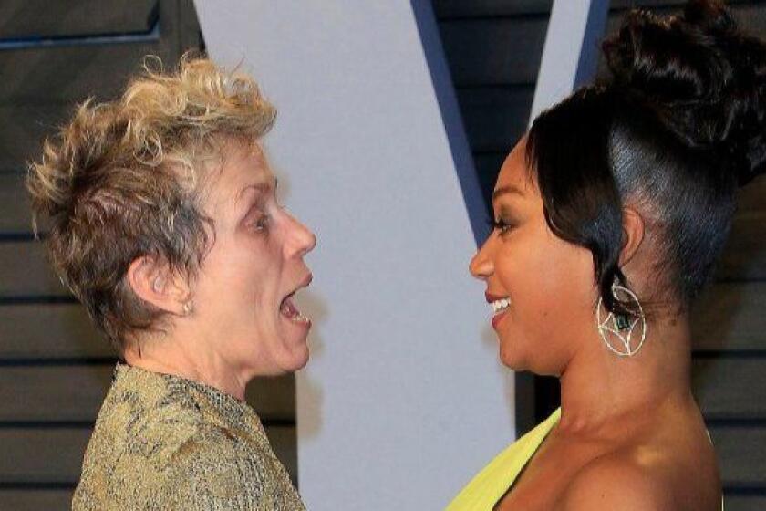 Mandatory Credit: Photo by NINA PROMMER/EPA-EFE/REX/Shutterstock (9448716lo) Frances McDormand and Tiffany Haddish Vanity Fair Oscar Party - 90th Academy Awards, Beverly Hills, USA - 04 Mar 2018 Frances McDormand (L) and Tiffany Haddish pose at the 2018 Vanity Fair Oscar Party following the 90th annual Academy Awards ceremony in Beverly Hills, California, USA, 04 March 2018. The Oscars are presented for outstanding individual or collective efforts in 24 categories in filmmaking. ** Usable by LA, CT and MoD ONLY **