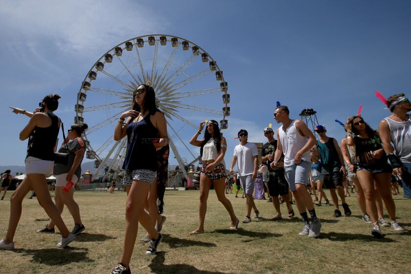 Music fans gather on the Empire Polo Grounds on Friday for Day 1 of the Coachella Valley Music and Arts Festival in Indio.