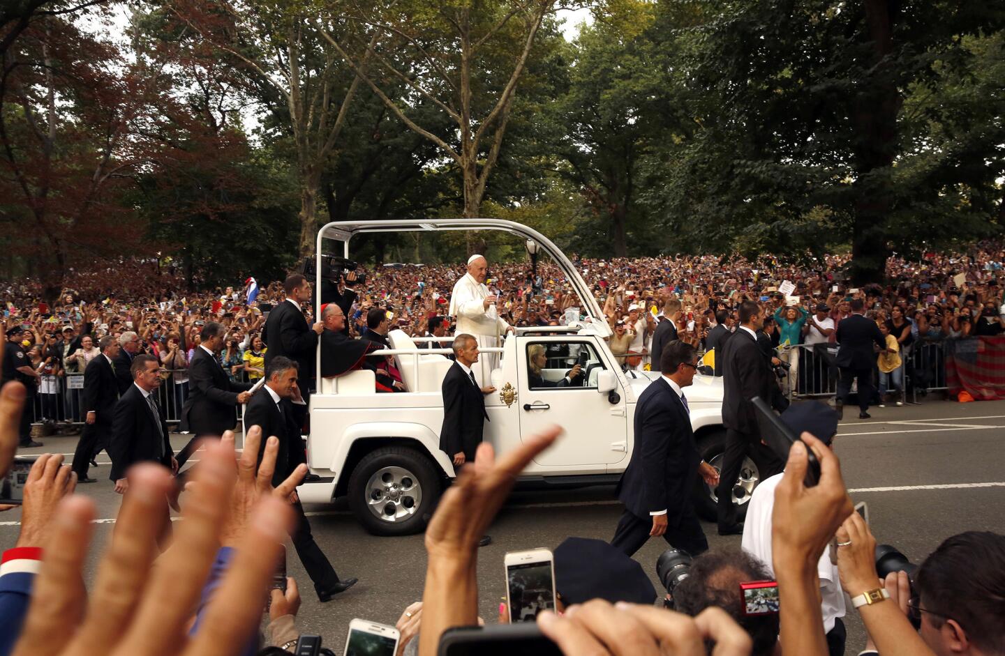 Pope Francis travels through Central Park