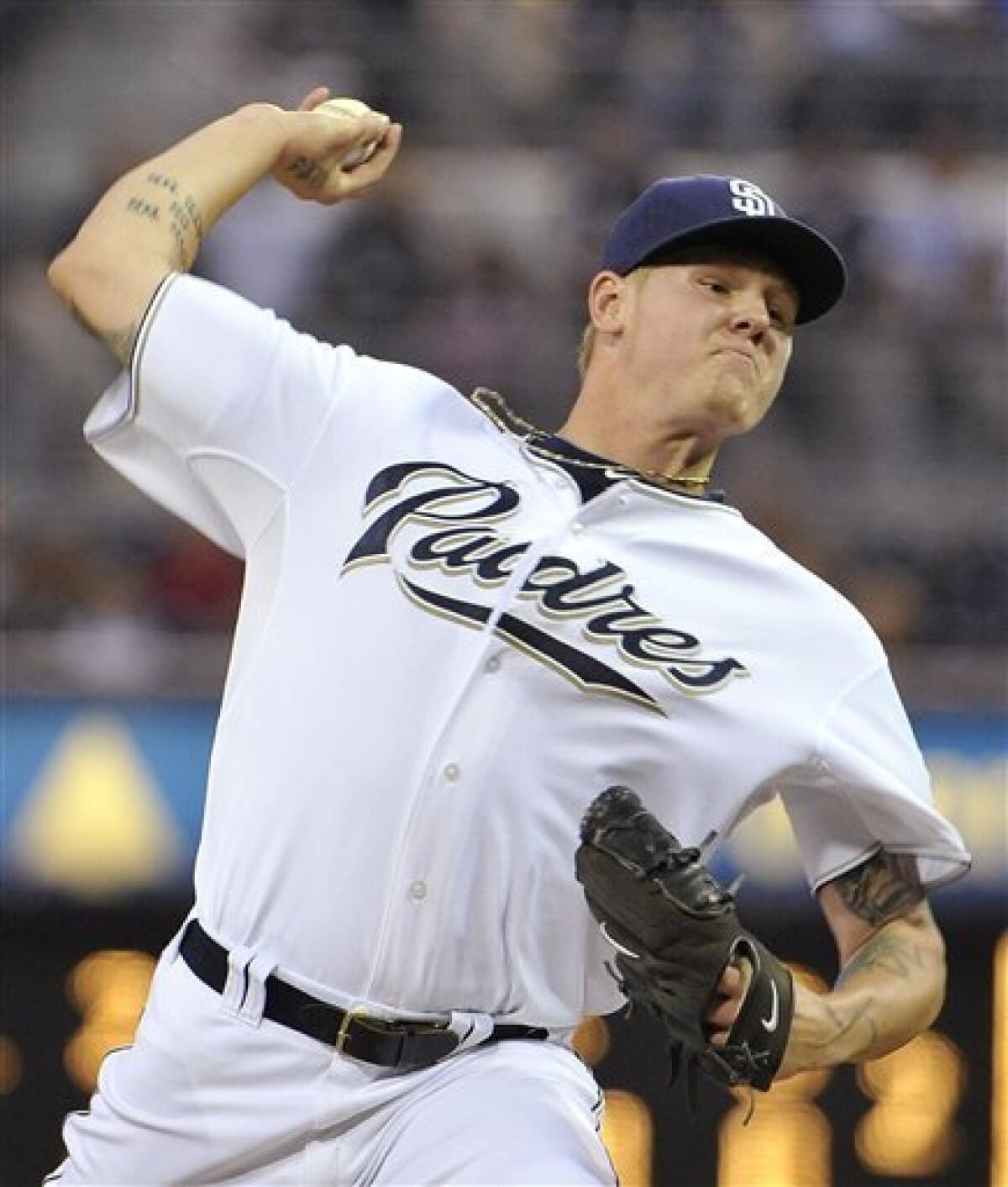 Latos fans 10, sets record as Padres beat LA 2-1 - The San Diego  Union-Tribune