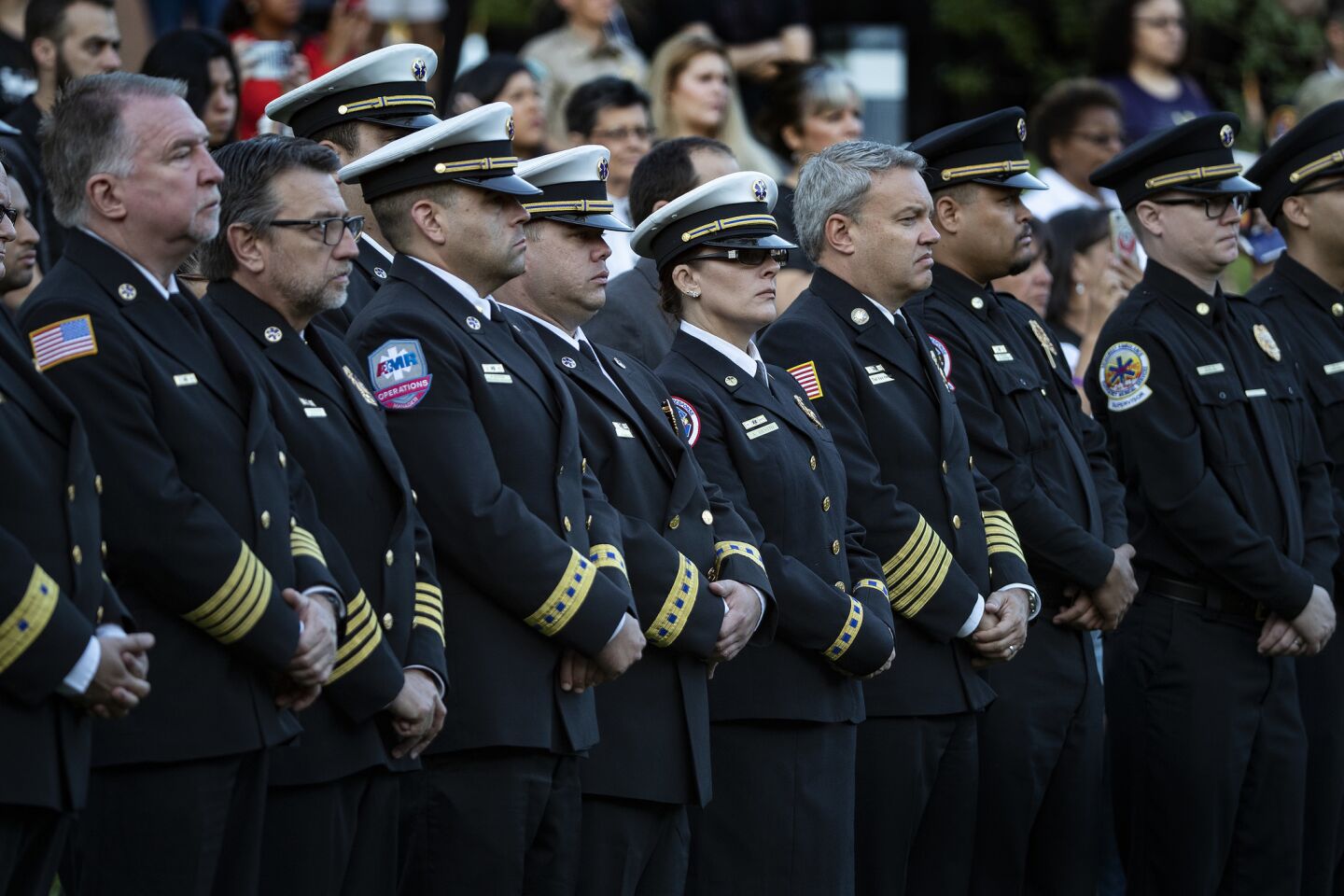 First responders attend the sunrise remembrance to mark the first anniversary of the Las Vegas mass shooting.