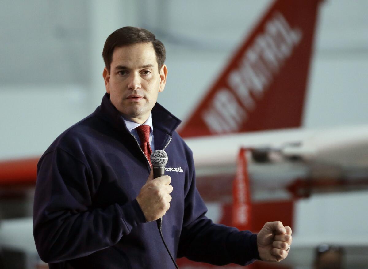 Republican presidential candidate Sen. Marco Rubio (R-Fla.) campaigning this week: What is he really bragging about?