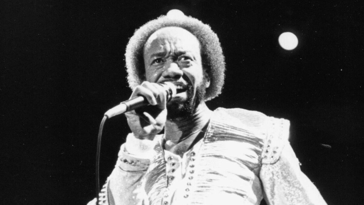 Maurice White of Earth, Wind & Fire performs at the Forum in Inglewood on Dec. 12, 1981.