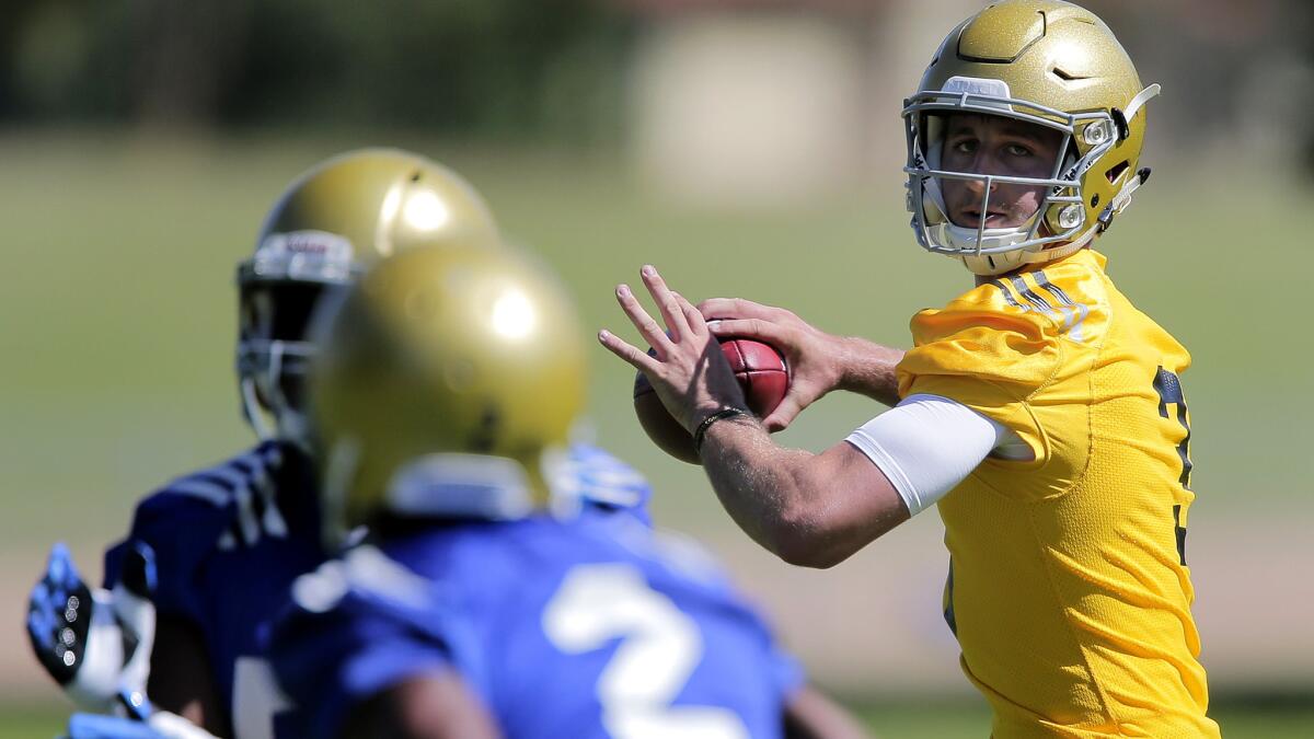 UCLA freshman quarterback Josh Rosen has yet to be named the starter by Coach Jim Mora.