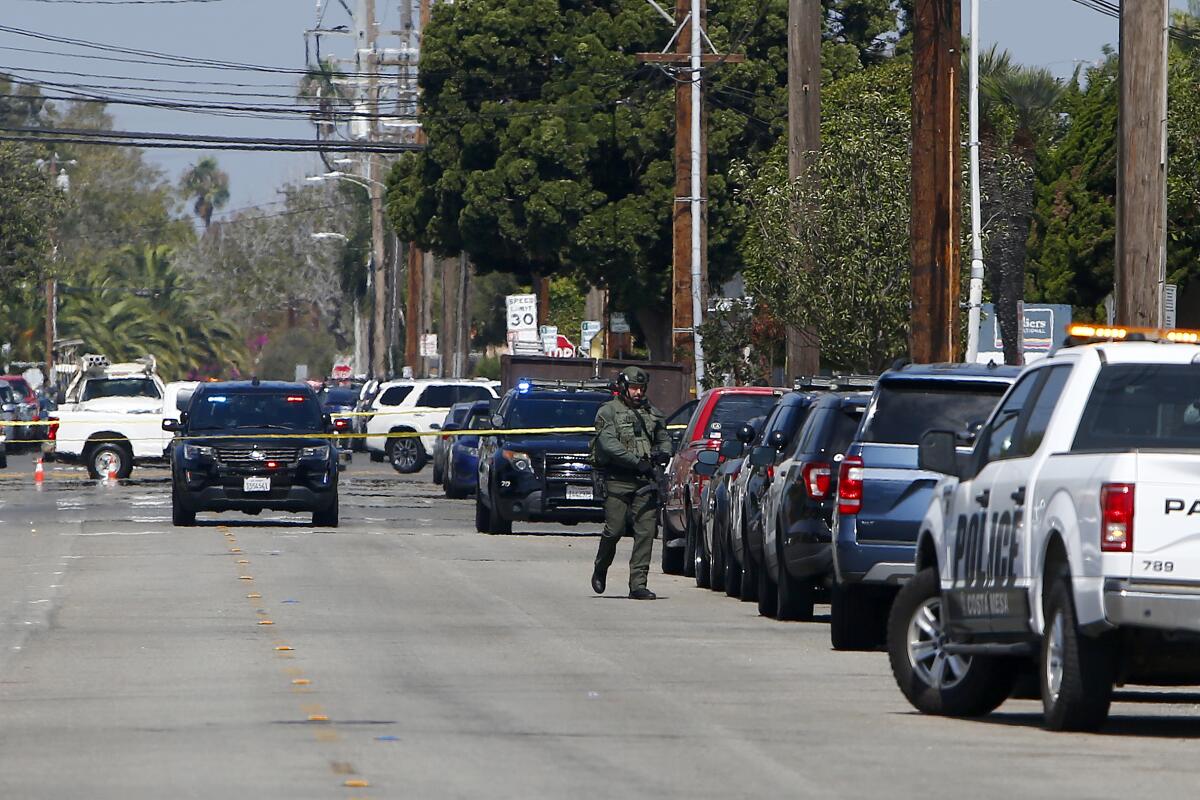 Costa Mesa police engaged in a standoff on the 1700 block of Monrovia Avenue Wednesday. 