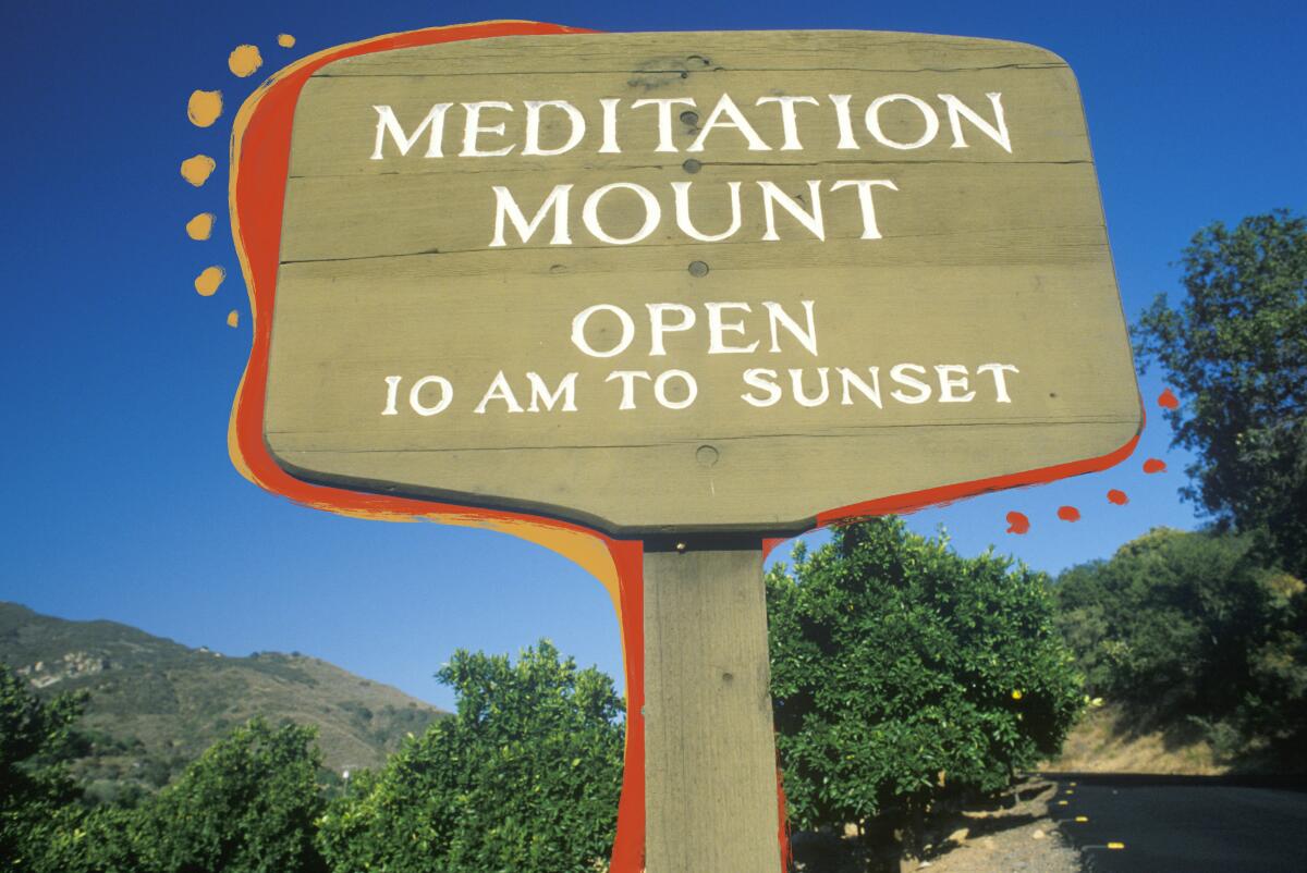 A sign to Meditation Mount in Ojai California.