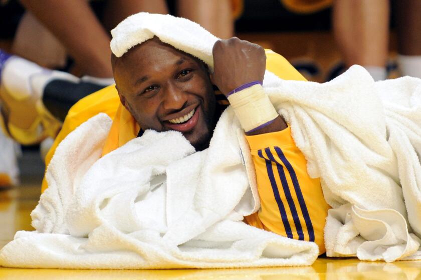 Still with the Lakers, Lamar Odom in 2008, almost a year before he met Khloe Kardashian.