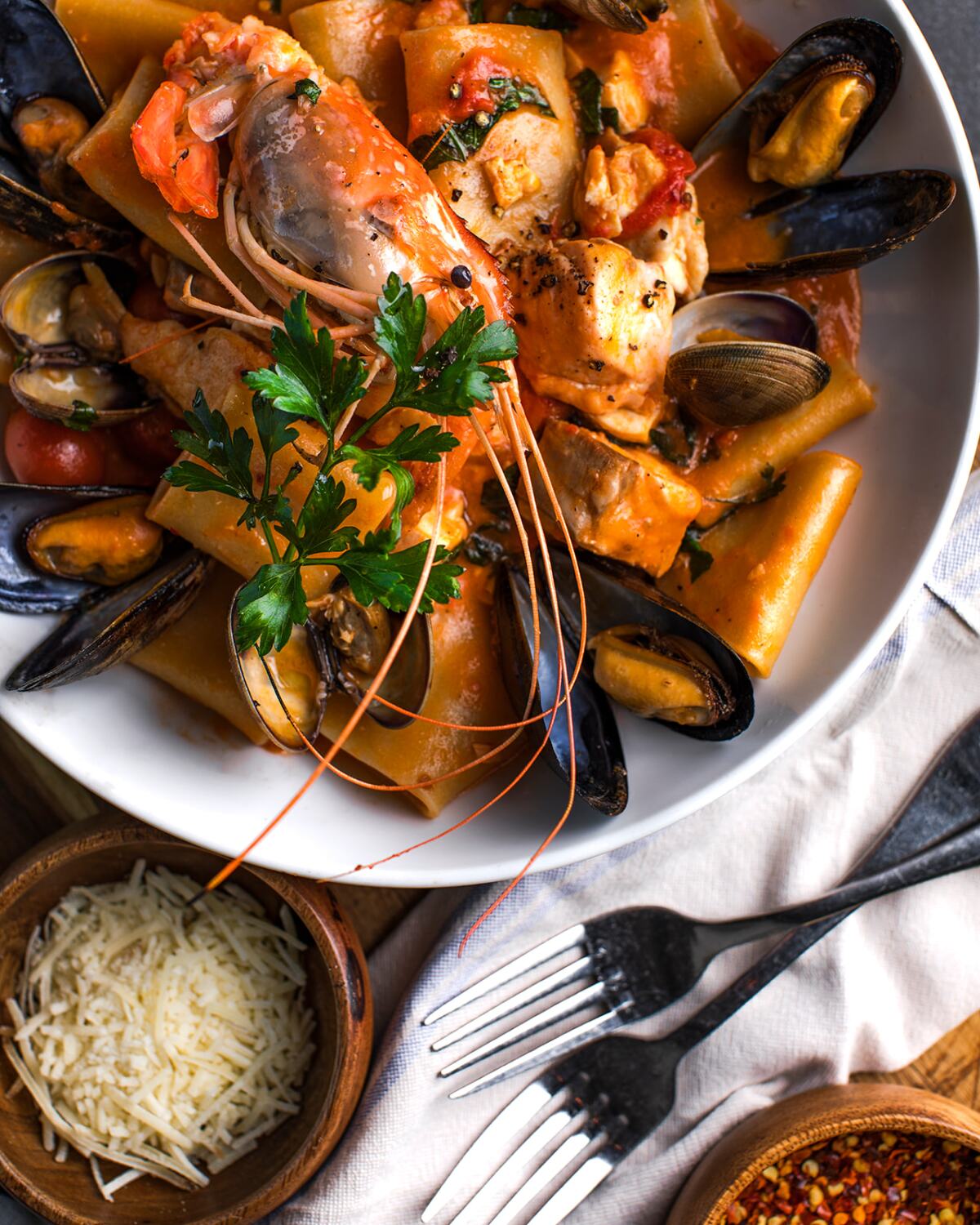 Seafood pasta is on the menu at Officine Buona Forchetta.